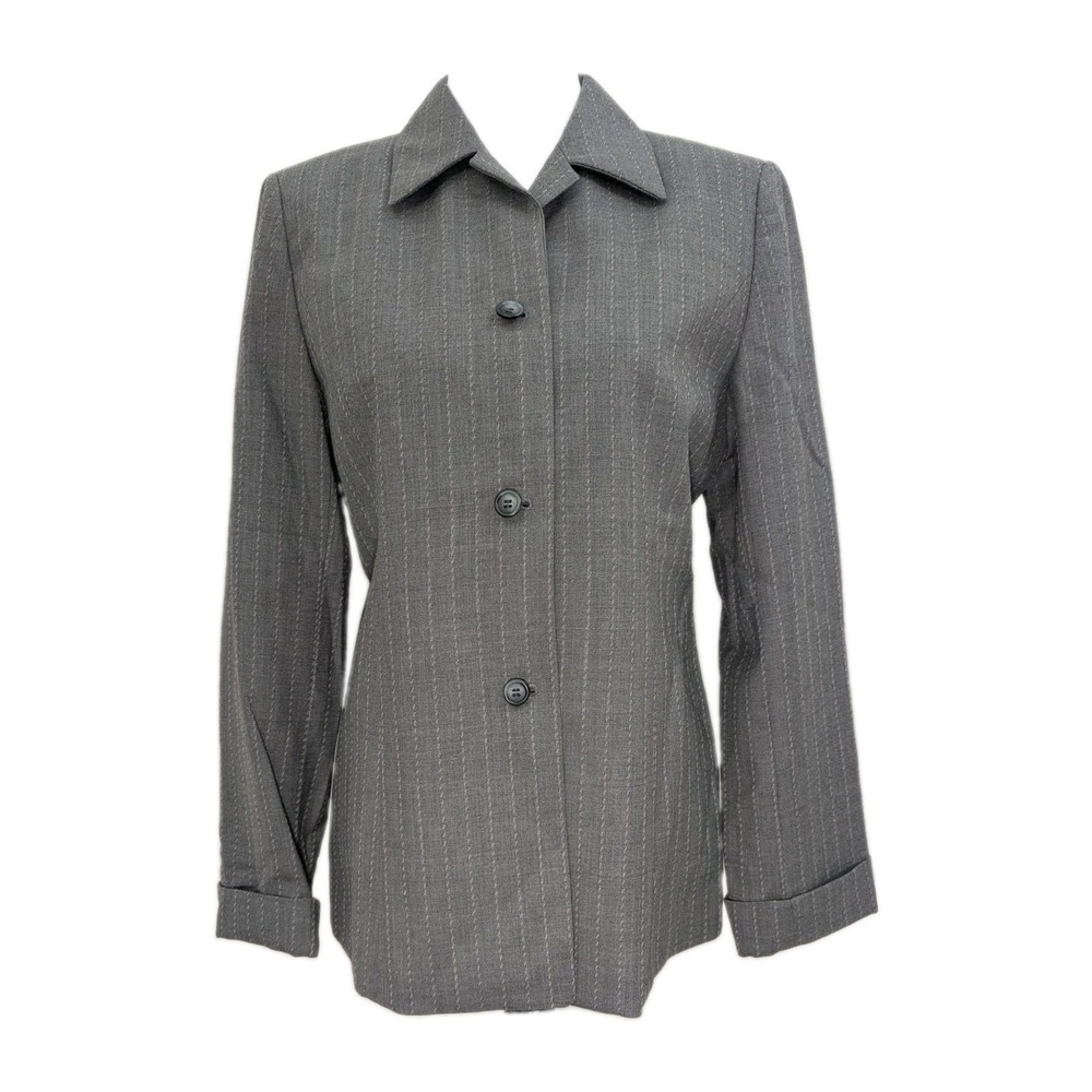 Talbots Wool Blazer Gray Pink Pinstriped Women's Size 6